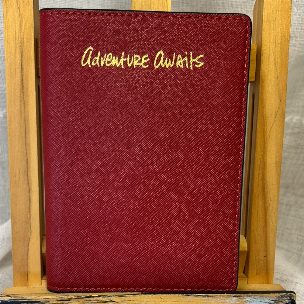 Rebecca Minkoff leather Adventure Awaits Red Passport Holder